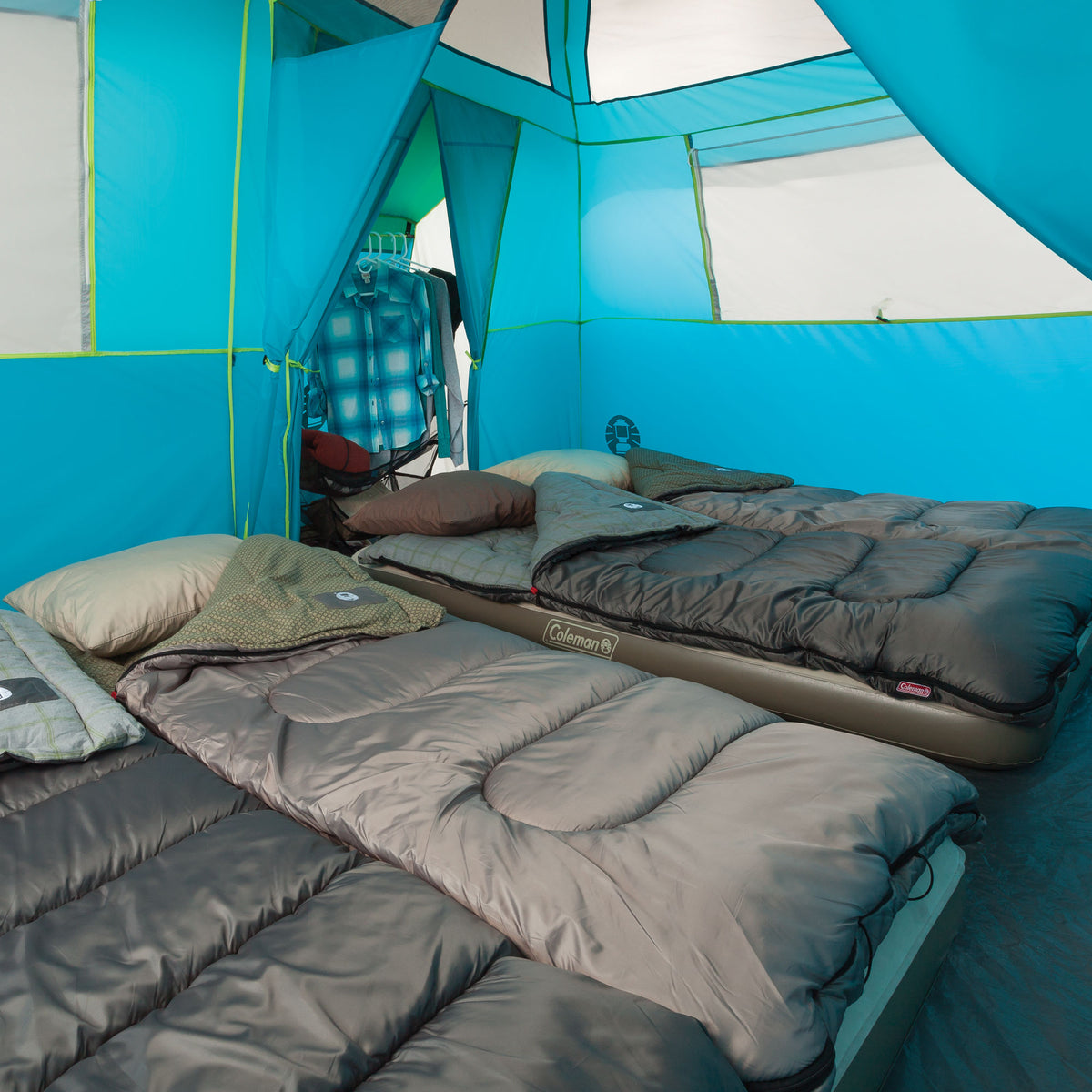 Coleman 8-Person Tenaya Lake Fast Pitch Cabin Camping Tent with Closet, Light Blue