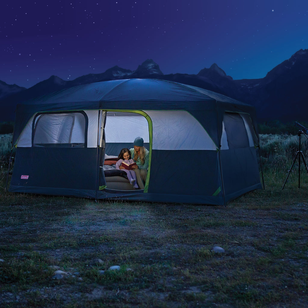Coleman 9-Person Prairie Breeze Lighted Cabin Camping Tent