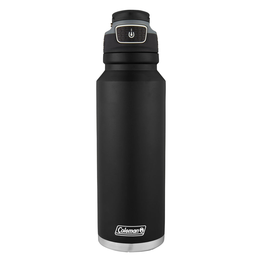 Coleman FreeFlow AUTOSEAL Stainless Steel Water Bottle, 40 oz (1.18 L), Black