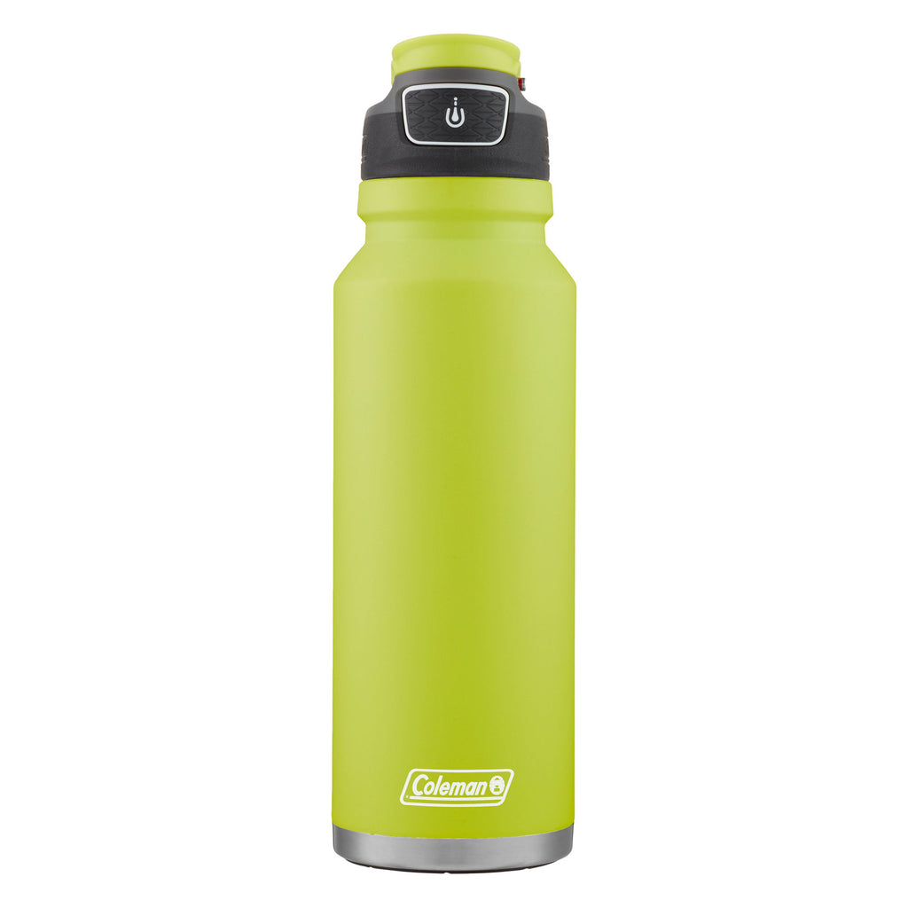 Coleman FreeFlow AUTOSEAL Stainless Steel Water Bottle, 40 oz (1.18 L), Spider Mum Green