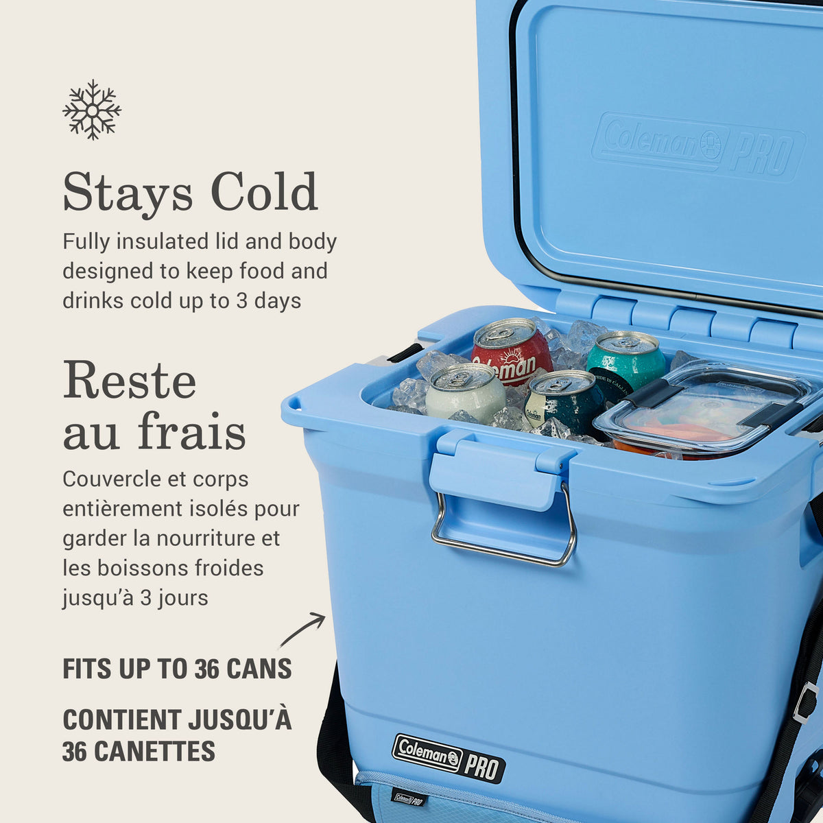 Coleman Pro 25-Quart Hard Cooler, Blue Sky