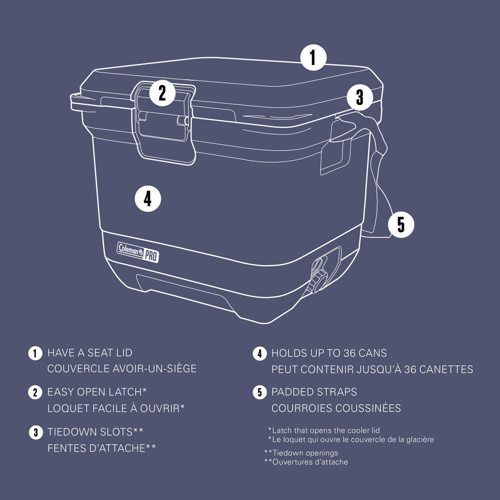 Coleman Pro 25-Quart Hard Cooler, Blue Sky
