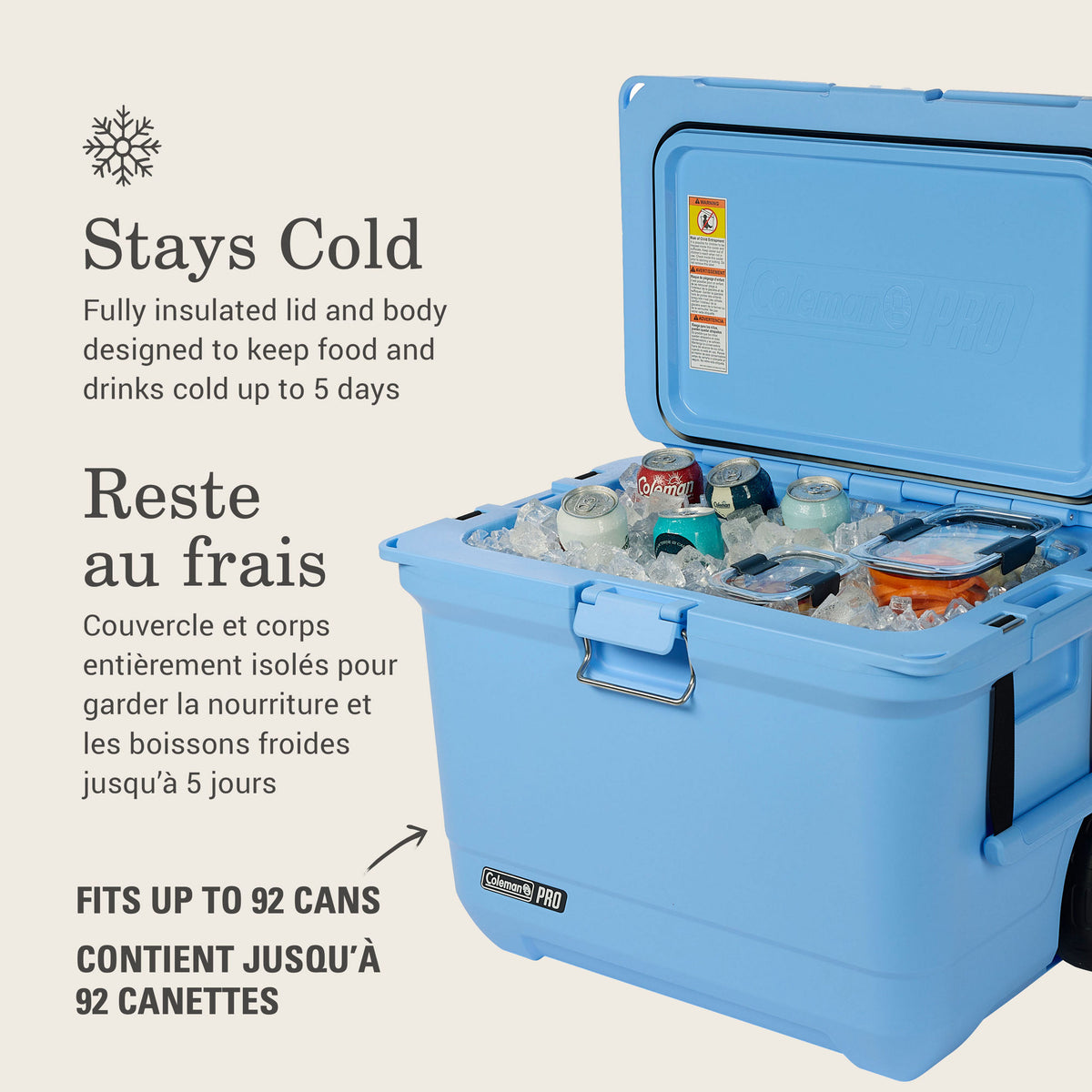 Coleman Pro 55-Quart Hard Cooler, Blue Sky